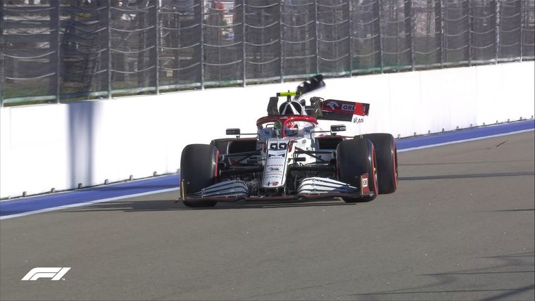 El momento del impacto de Giovinazzi. Foto: F1