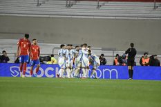 El festejo de los jugadores de Argentina. Foto: Juan Mateo Aberastain / MDZ