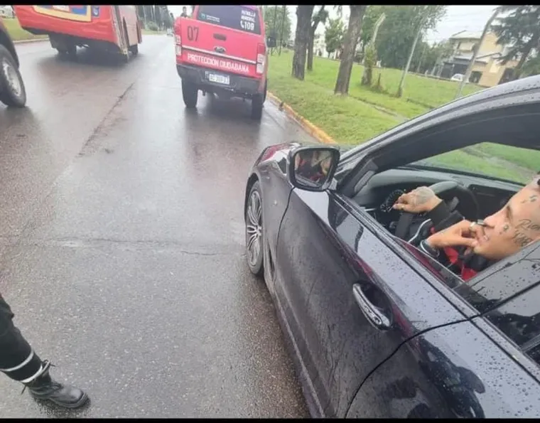 El control policial en General Rodríguez donde fue interceptado el vehículo de alta gama. El control policial en General Rodríguez donde fue interceptado el vehículo de alta gama.
