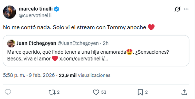 La reacción de Marcelo Tinelli. La reacción de Marcelo Tinelli.