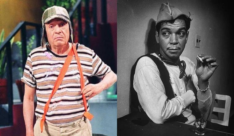 Roberto Gómez Bolaños, alias Chespirito/El Chavo del 8, y Mario Moreno, en su papel de Cantinflas.