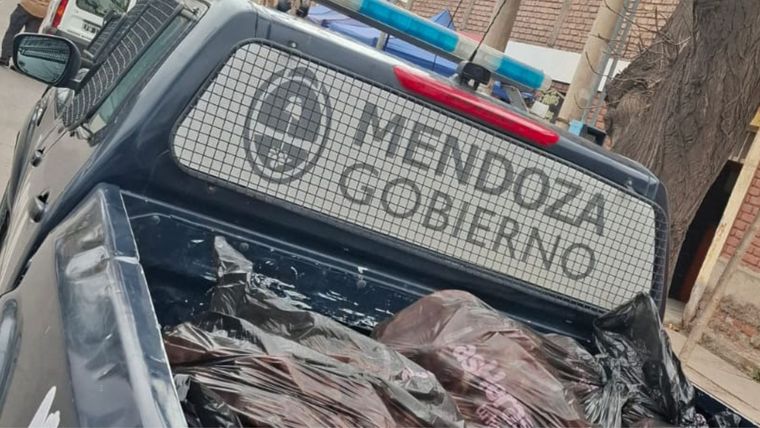La carne en mal estado incautada en Las Heras.&nbsp;