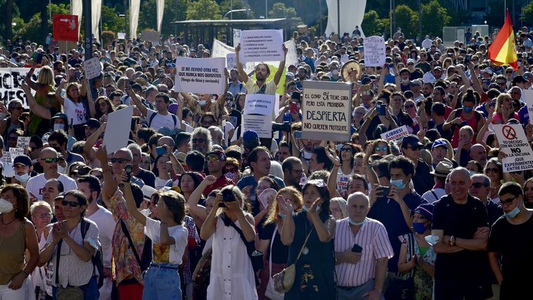 Manifestación de este domingo en la plaza de Colón. Madrid, 16 de agosto de 2020.