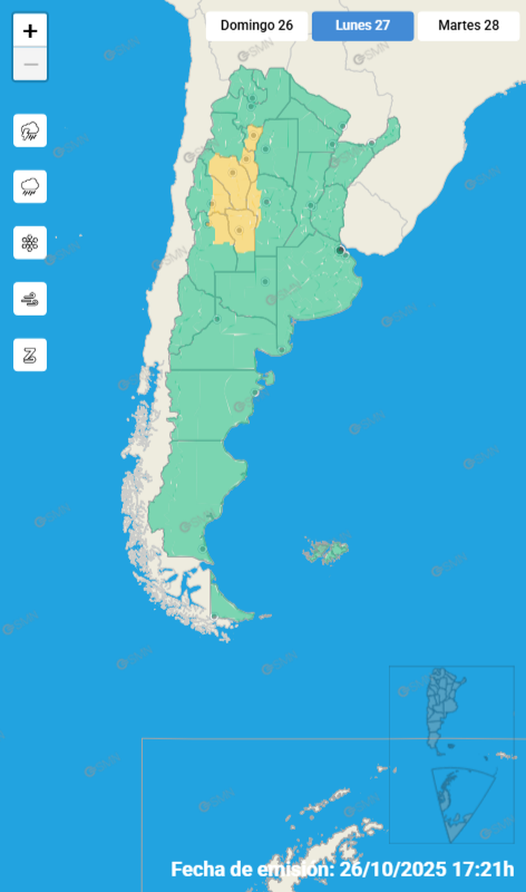 Según el pronóstico, las lluvias más intensas se concentrarán en áreas serranas de Catamarca y Tucumán. Según el pronóstico, las lluvias más intensas se concentrarán en áreas serranas de Catamarca y Tucumán.