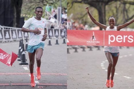 Los etíopes Habtamu Birlew Denekew y Elfinesh Demise Amare fueron los ganadores del Maratón Buenos Aires.