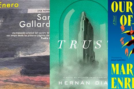 Tres libros que se destacaron en 2023: Enero de Sara Gallardo Trut, Nuestra parte de noche de Mariana Enríquez y Trust de Hernán Díaz. Foto: @mgsimonovich