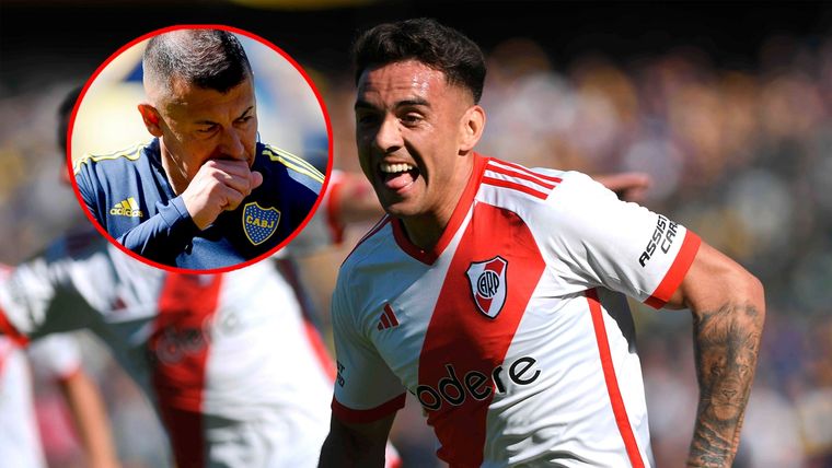 Enzo Díaz, autor del segundo gol de River en la Bombonera, le contestó fuertemente a Almirón tras ganarle a Boca Foto: Télam