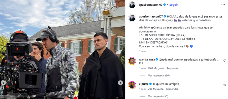 El comentario de Wanda Nara a Agustín Bernasconi. El comentario de Wanda Nara a Agustín Bernasconi.