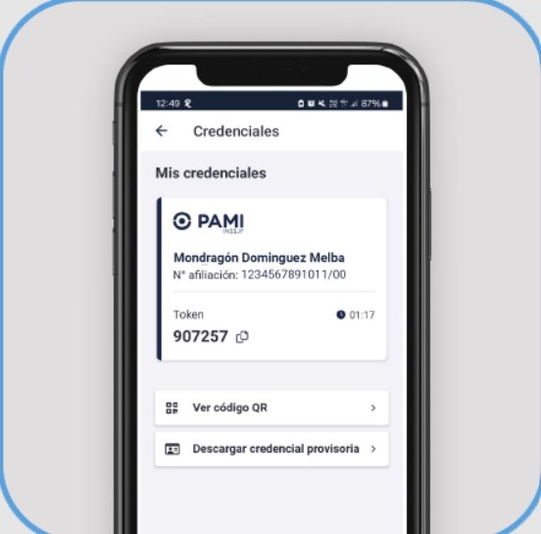 La credencial digital permite identificarse desde el celular. Foto: PAMI La credencial digital permite identificarse desde el celular. Foto: PAMI