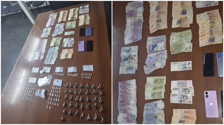 Las dosis de cocaína y marihuana y otros elementos secuestrados por la PCN. Las dosis de cocaína y marihuana y otros elementos secuestrados por la PCN.