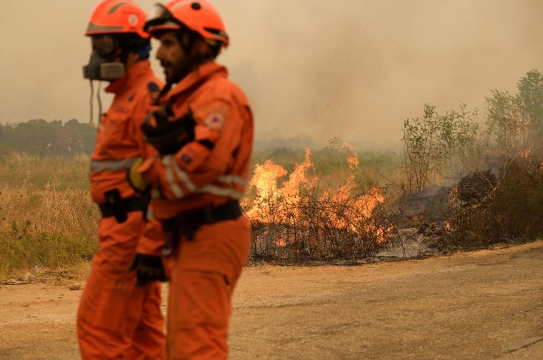 El fuego sigue avanzando peligrosamente hacia Atenas, la capital de Grecia. Foto: Agencia EFE