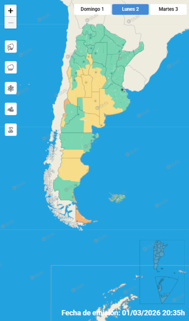 Las alertas por viento anticipan ráfagas que pueden superar los 90 km/h en el sur. Las alertas por viento anticipan ráfagas que pueden superar los 90 km/h en el sur.