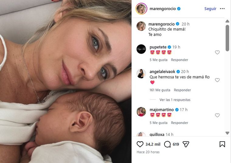 Rocío Marengo con su bebé. Rocío Marengo con su bebé.