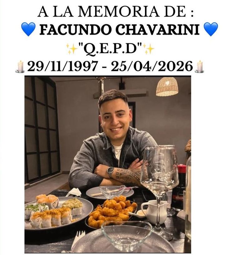 En las redes se replicaron los mensajes de dolor por la muerte de Chavarini. En las redes se replicaron los mensajes de dolor por la muerte de Chavarini.