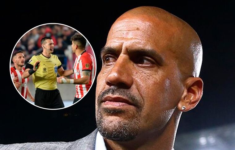 Juan Sebastián Verón El vicepresidente de Estudiantes, enfurecido con el árbitro Matonte.