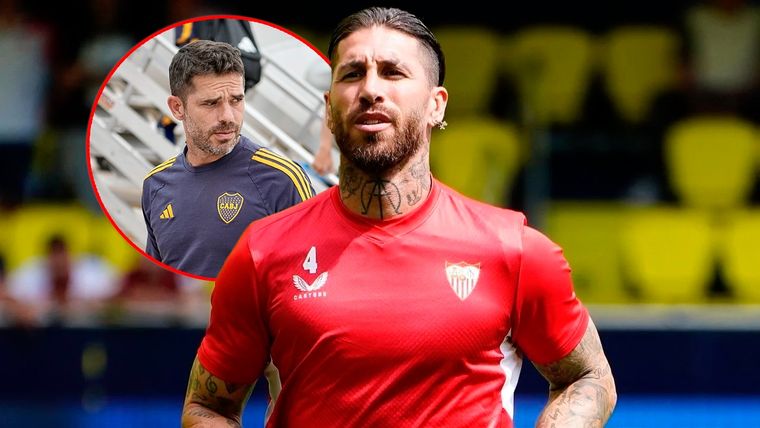 Gago no se rinde con Sergio Ramos. Foto: Sevilla y Boca Juniors