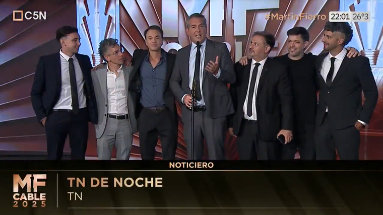 TN de Noche, mejor noticiero en los Martín Fierro. Foto: captura de video / C5N. TN de Noche, mejor noticiero en los Martín Fierro. Foto: captura de video / C5N. 