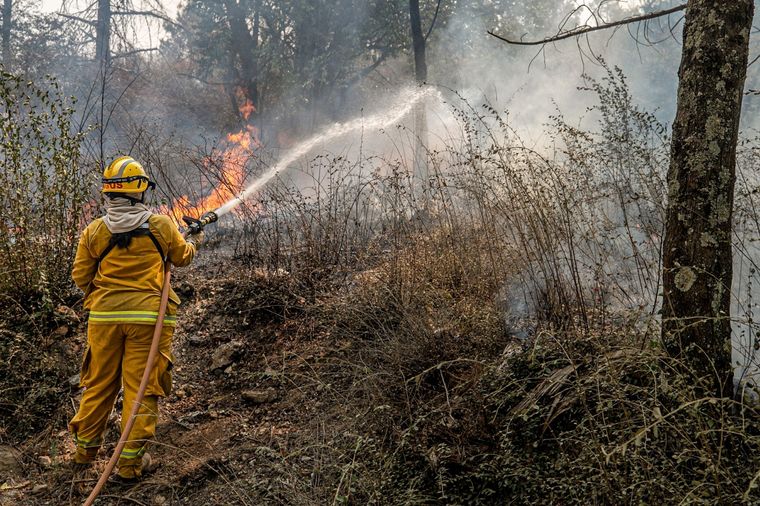 Los bomberos cordobeses siguen luchando contra el fuego Foto: Noticias Argentinas
