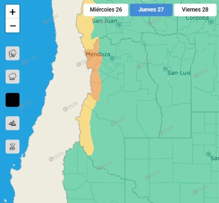La cordillera mendocina continúa bajo alerta. La cordillera mendocina continúa bajo alerta.