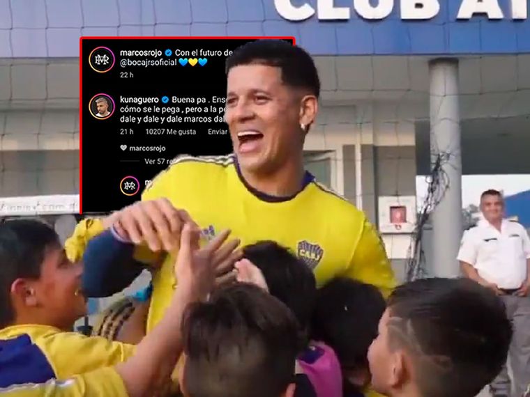 Marcos Rojo y el Kun Agüero intercambiaron mensajes en Instagram a raíz de un video del central de Boca con los niños del club.