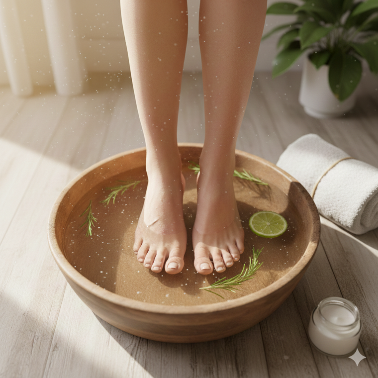 Un baño de pies muy efectivo. Fuente. IA Gemini.