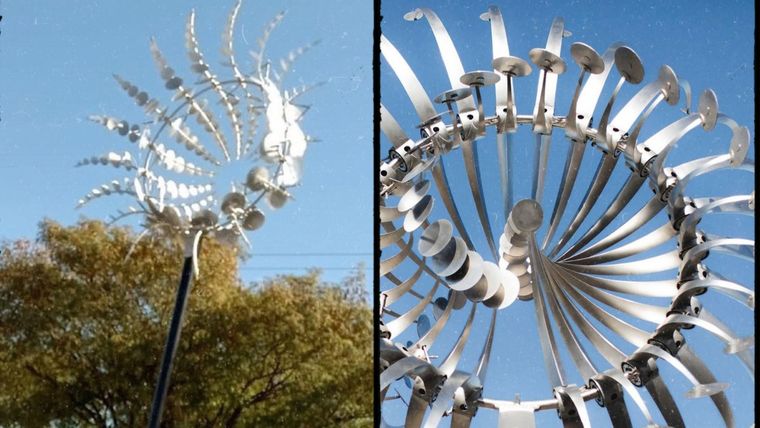 De izquierda a derecha: escultura del municipio de San Rafael y una de las esculturas de Anthony Howe.