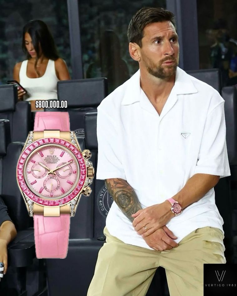 El reloj rosa de Messi: Rolex Daytona Barbie valorado en casi 400 mil dólares. El reloj rosa de Messi: Rolex Daytona Barbie valorado en casi 400 mil dólares.