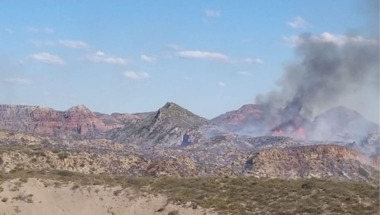 Incendio en el cerro Carrizalito de Valle Grande, San Rafael Foto: Gentileza / Defensa Civil