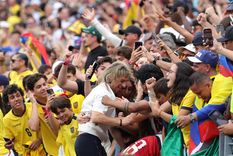 Sebastián Beccacece, como un hincha más tras el 2-1 de Ecuador a Alemania.