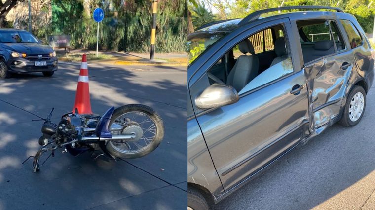 El accidente le causó heridas a la motociclista.