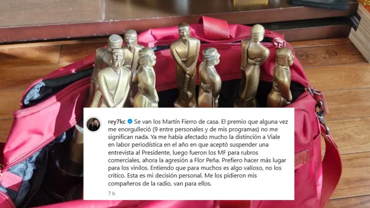 El periodista mostró su descontento con los premios y confirmó que se desprenderá de los galardones. El periodista mostró su descontento con los premios y confirmó que se desprenderá de los galardones. 