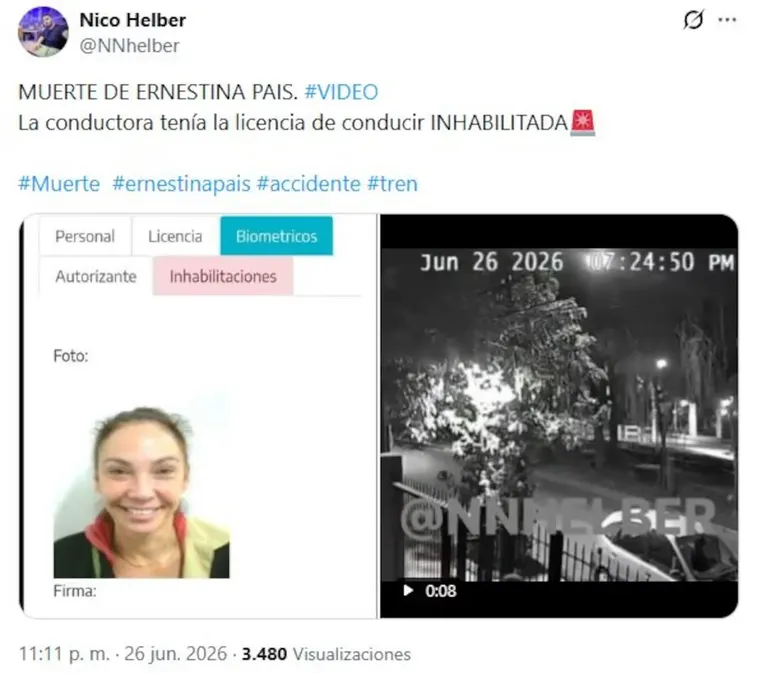 Los informes oficiales confirmaron que la periodista presentaba una inhabilitación vigente para circular en la vía pública. Los informes oficiales confirmaron que la periodista presentaba una inhabilitación vigente para circular en la vía pública.