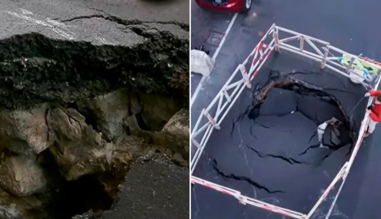 Uno de los cráteres que reportaron los vecinos hace algunos días. Uno de los cráteres que reportaron los vecinos hace algunos días.