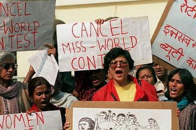 MDZol | Las protestas sacudieron India en 1996 cuando el concurso de Miss Mundo se celebró por última vez en ese país. Foto: GETTY IMAGES