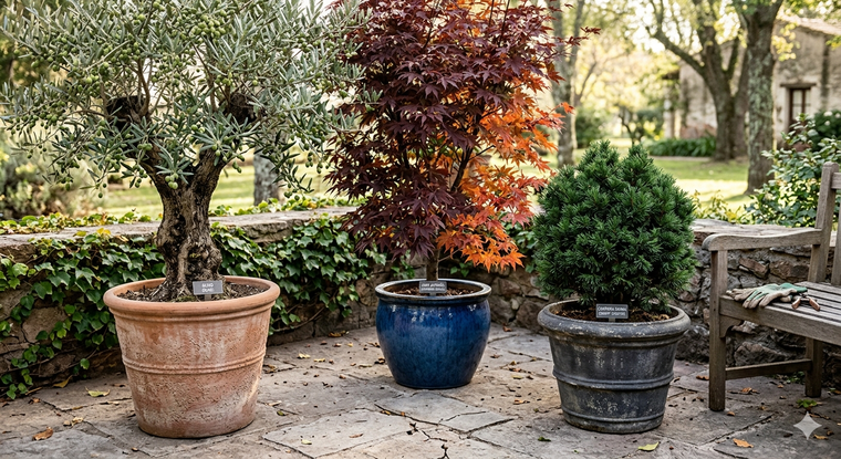 Árboles en maceta. Fuente. IA Gemini.