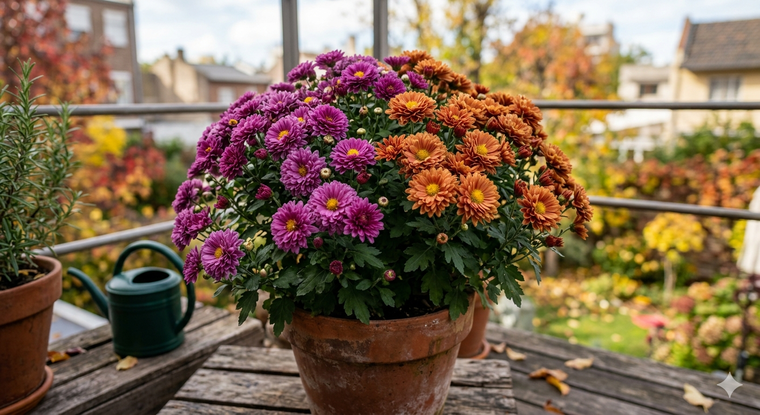 Crisantemo, una plant resiliente. Fuente: IA Gemini.