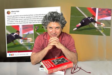 MDZol | El físico Alberto Rojo determinó por un análisis geométrico que la pelota no ingresó en su totalidad en el arco de Chiquito Romero. Foto: Facebook de Alberto Rojo