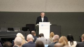 El ministro de Exteriores iraní, Abás Araqchí, en un discurso ante la Conferencia de Desarme de la ONU.