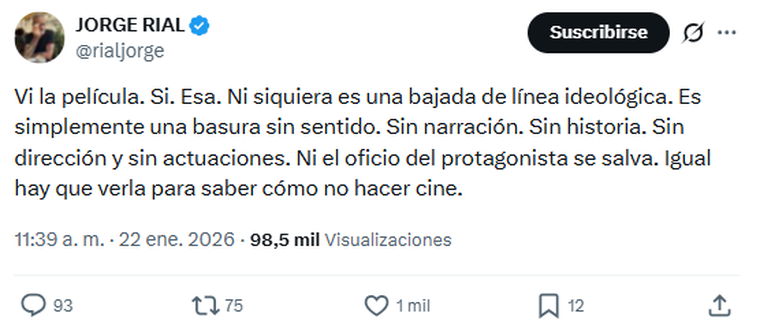 Jorge Rial sin filtro contra Homo Argentum, la pel&iacute;cula taquillera de Guillermo Francella.&nbsp;