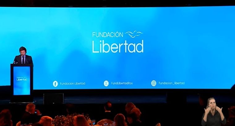 Javier Milei en la cena de la fundación Libertad Foto: Captura de pantalla