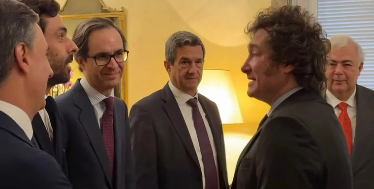Javier Milei reunido con empresarios españoles Foto: Noticias Argentinas