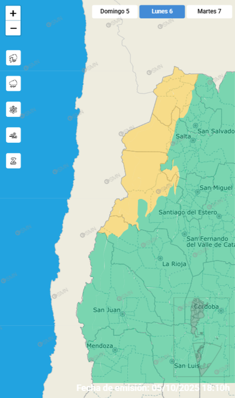 El SMN emitió una alerta por vientos intensos que afectará el norte de Argentina. El SMN emitió una alerta por vientos intensos que afectará el norte de Argentina.