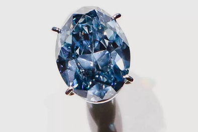 MDZol | El deslumbrante y casi impecable Okavango Blue Diamond está expuesto por primera vez en el Museo Americano de Historia Natural en Nueva York. Foto: GETTY IMAGES