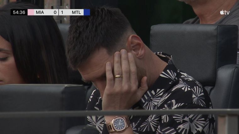 Messi siguió el partido desde el palco. Foto: @M30Xtra