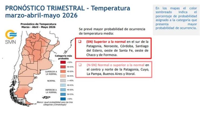 Las temperaturas de otoño serán normales o superiores a lo normal. 