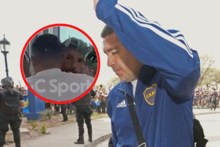 Riquelme saludó a todos los jugadores de Boca antes de la final con Racing.