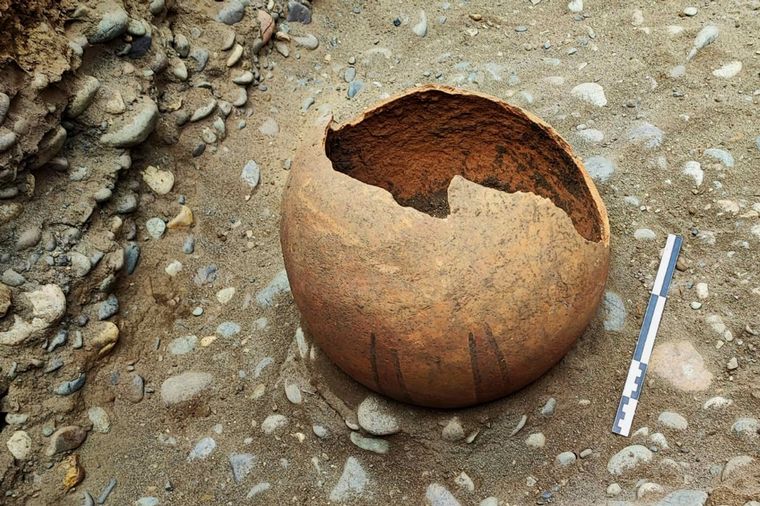 El hallazgo arqueológico se identificó de manera fortuita durante el proceso de construcción de las tuberías de gas natural Foto: EFE/ Cálidda
