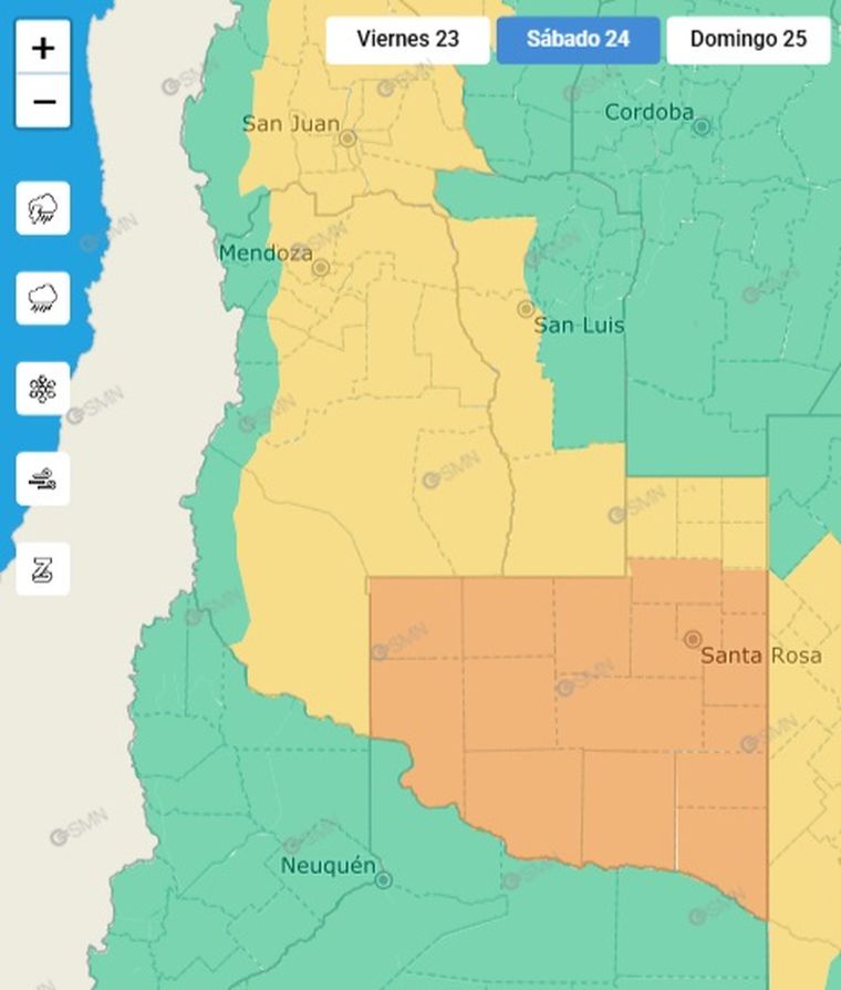 Continúa el alerta por tormentas en Mendoza, según el SMN. Continúa el alerta por tormentas en Mendoza, según el SMN.