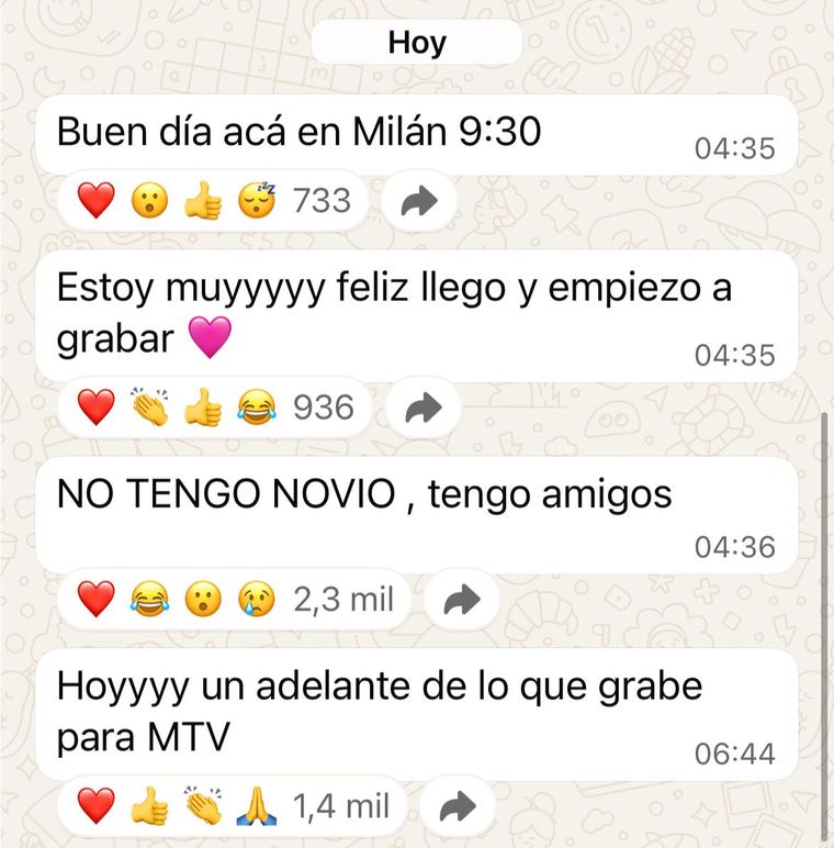 Los mensajes de Wanda a sus miles de seguidores. Foto: archivo Los mensajes de Wanda a sus miles de seguidores. Foto: archivo