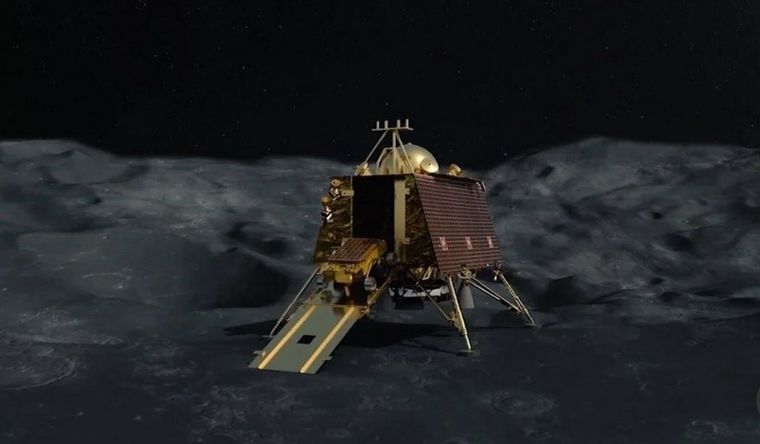 India Luna sonda Representación de la sonda de India en la superficie lunar. Foto: Dpa.